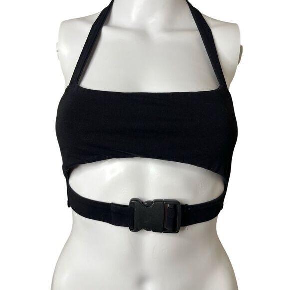 Black Halter Cutout Bralette - Picture 1 of 2